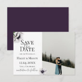 Faire-part Chic Anémone Floral Photo Save The Date (Devant / Derrière)