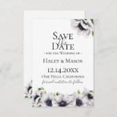 Faire-part Chic Anémone Florale Enregistrer La Date (Devant / Derrière)