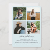 Faire-part Chic Arc Bleu 5 Collage Photo Remise des diplômes (Dos)