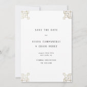 Faire-part Chic Blanc Faux Gold Foil Art Déco Enregistrer la  (Dos)
