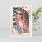 Faire-part Chic Blush Rose Floral Graduation Photos (Debout devant)