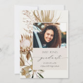 Faire-part Chic Boho Protea Sec Palm Floral Photo Graduation (Devant)