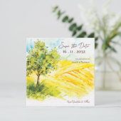 Faire-part Chic Bright Jaune Mariage paysager (Debout devant)