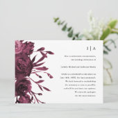 Faire-part Chic Burgundy Fleurs Mariage Reporté (Debout devant)