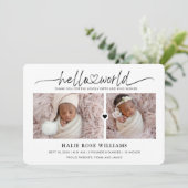 Faire-part Chic Collage Photo de Naissance Hello World (Debout devant)