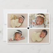 Faire-part Chic Collage Photo de Naissance Hello World (Dos)