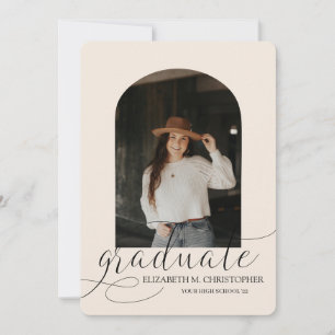 Faire-part Chic Cream Arch 5 Photo Collage Graduation