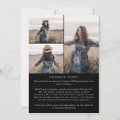 Faire-part Chic Dark Black Message Photo Collage Graduation (Dos)