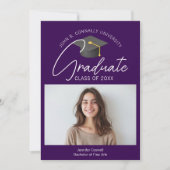 Faire-part Chic Dark Purple Graduate Photo 2025 Graduation (Devant)