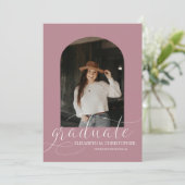 Faire-part Chic Dusty Rose Arch 5 Photo Collage Graduation (Debout devant)
