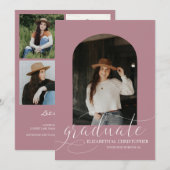 Faire-part Chic Dusty Rose Arch 5 Photo Collage Graduation (Devant / Derrière)