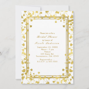 Faire-part chic floral blanc et or Baby's Breath