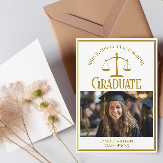 Faire-part Chic Gold Law School Graduation Photo