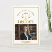 Faire-part Chic Gold Law School Graduation Photo pliée (Devant)
