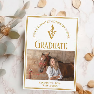 Faire-part Chic Gold Vétérinaire École Photo Graduation