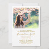 Faire-part Chic Graduation 2 Photo Casquette d'or Script sur (Dos)