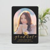 Faire-part Chic Graduation 2 Photo Casquette Gold Script sur (Debout devant)