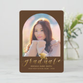 Faire-part Chic Graduation 2 Photo Casquette Gold Script sur  (Debout devant)