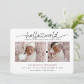 Faire-part Chic Hello World Photo Collage Naissance (Debout devant)
