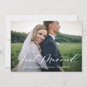 Faire-part Chic Just Married Calligraphie horizontale