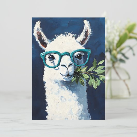 Faire-part Chic Llama Smarty (Debout devant)