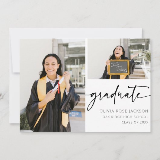 Faire-part Chic Modern Script 2 - Diplôme photo (Devant)