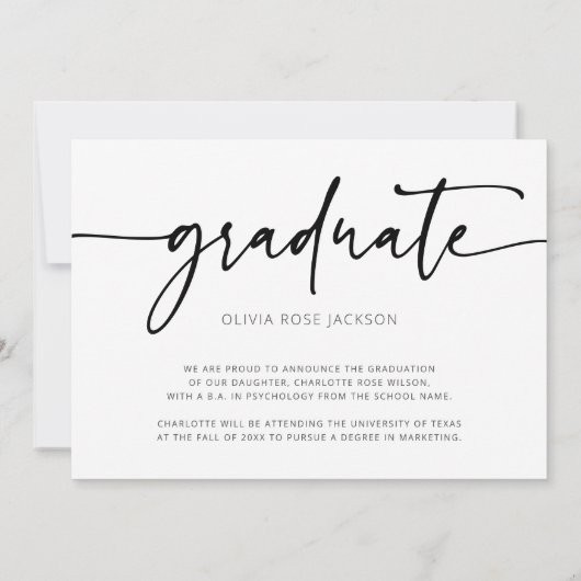 Faire-part Chic Modern Script 2 - Diplôme photo (Dos)