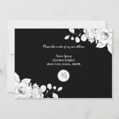 Faire-part Chic Moderne Adresse Nouvelle Florale Noir Blanc (Dos)