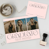 Faire-part Chic Moderne Blush Pink 3 Photo Graduation