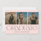 Faire-part Chic Moderne Blush Pink 3 Photo Graduation (Devant)