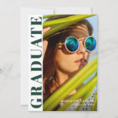 Faire-part Chic moderne Emerald Green White Photo Graduation (Devant)