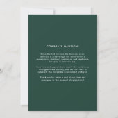 Faire-part Chic moderne Emerald Green White Photo Graduation (Dos)