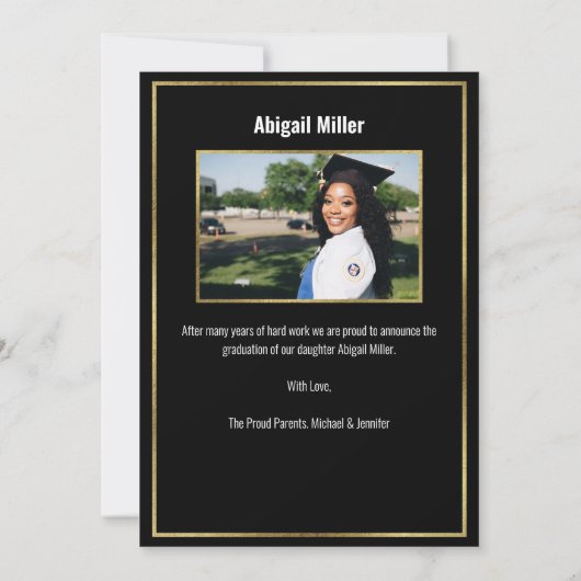 Faire-part Chic Moderne Purple Et Gold Script Graduation (Dos)