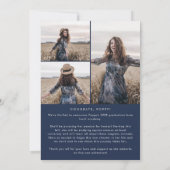 Faire-part Chic Navy Blue Message Photo Collage Graduation (Dos)