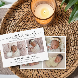 Faire-part Chic Notre Petit Miracle Collage de Photos Naissan