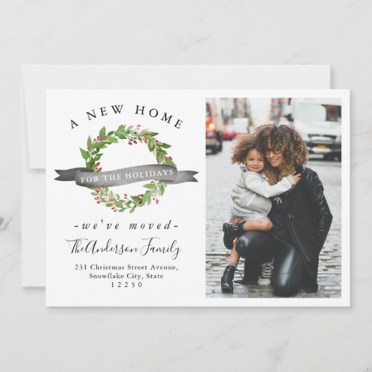 Faire-part Chic Nouvelle Maison pour les fêtes Wreath Photo M (Devant)