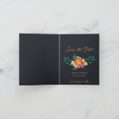 Faire-part Chic Orange Fleuri Jaune Mariage Enregistrer la da (Intérieur)