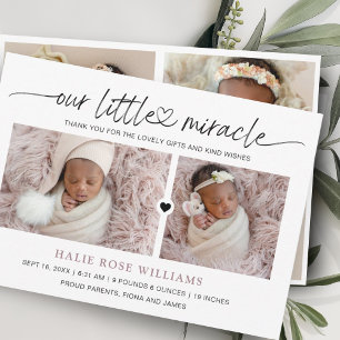 Faire-part Chic Our Little Miracle Photo Collage Naissance