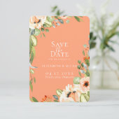 Faire-part Chic Peach Botanical Photo Enregistrer La Date (Debout devant)