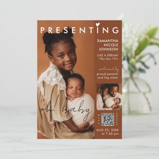 Faire-part Chic Photo Magazine Couverture bébé naissance (Debout devant)