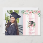 Faire-part Chic Photo Pink Floral Graduation (Devant)