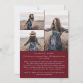 Faire-part Chic Red Message Photo Collage Graduation (Dos)