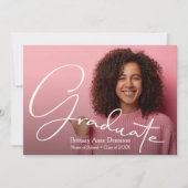 Faire-part Chic Script Photo Diplôme (Devant)