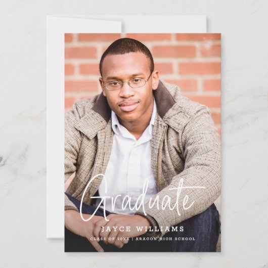 Faire-part Chic Simple Moderne Script Deux Diplômes Photo (Devant)