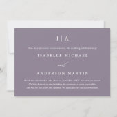 Faire-part Chic Smoky Purple Monogramme Mariage Postponton (Devant)