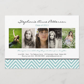 Faire-part chic Teal d'obtention du diplôme de