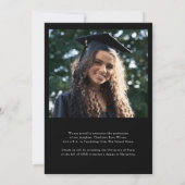 Faire-part Chic tendance noir manuscrit photo Graduation (Dos)