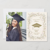 Faire-part Chic Vintage Botanique Floral Graduation (Devant)