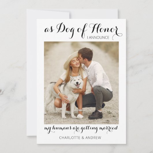 Faire-part Chien D'Honneur Animaux Mariages Fiançailles Photo (Devant)