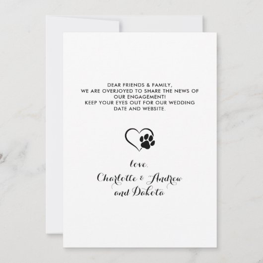 Faire-part Chien D'Honneur Animaux Mariages Fiançailles Photo (Dos)